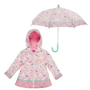 Stephen Joseph Girls 4-8 Rain Coat & Umbrella Set