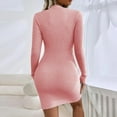 thumbnail image 5 of Women's Sexy High Collar Knit Sweater Dress - Long Sleeve, Slim Fit Mini Dress - Warm Nylon Material - with Tights/Coats - US 2-8 Sizes, XS-L, 5 of 5