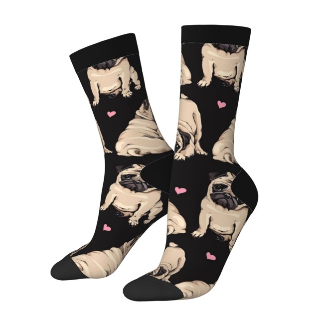 Fotbe French Bulldog Calcetas Largas con Estampado para Hombre y Mujer – Calcetas de Compresión Transpirables y Elásticas, Viajar y Uso Diario Talla 5-11