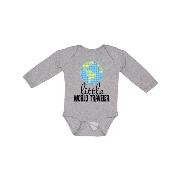 Inktastic Little World Traveler Boys or Girls Long Sleeve Baby Bodysuit