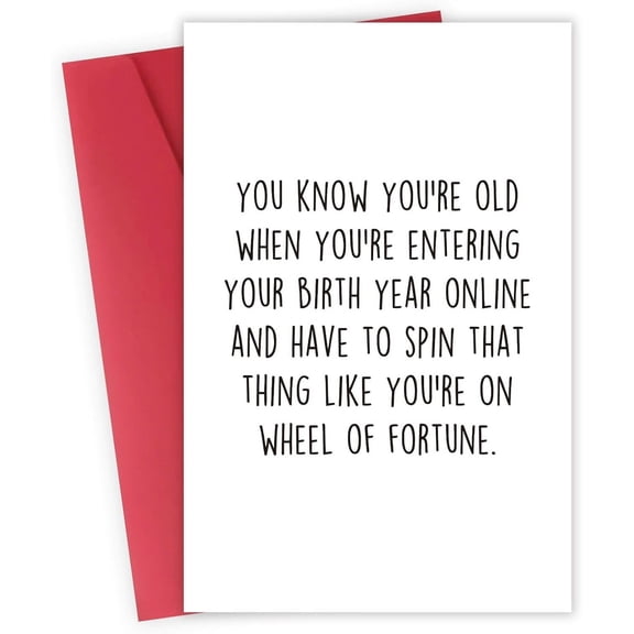 Funny Birthday Card - "You Know You're Old When" Humor - Blank Inside with Envelope - Great for Milestone Birthdays or Any Age Celebration