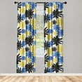 thumbnail image 3 of Ambesonne Floral Abstract Curtains, Daisies Chamomiles, Pair of 28"x63", Cobalt Blue Mustard Black, 3 of 5