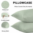 thumbnail image 5 of Throw Pillow Covers 24x24 Inch Set of 2, Sage Green Striped Waterproof Outdoor Pillow Covers, Modern Simple Farmhouse Beige Decorative Cushion Pillowcases for Couch, Sofa, Bed, Garden, Patio, 5 of 9