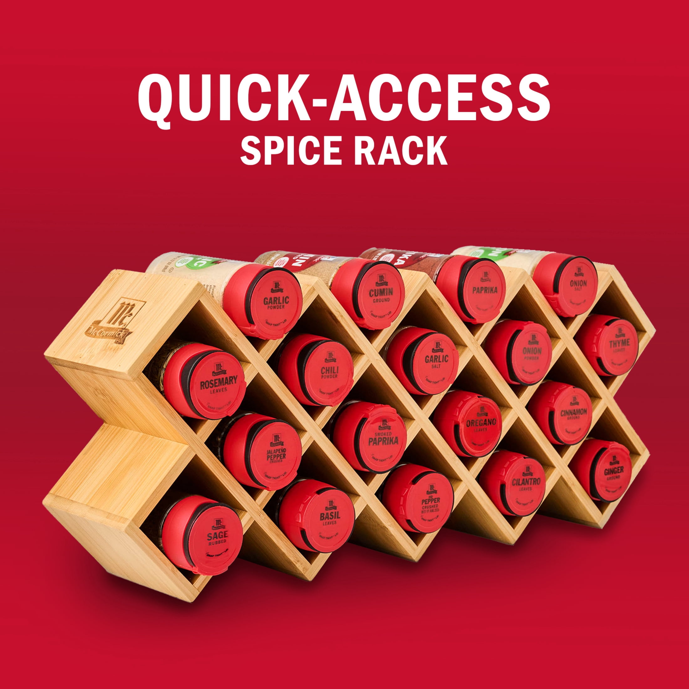 McCormick Criss Cross Bamboo 18 Count Spice Rack, 33.36 oz Bottle