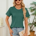 thumbnail image 4 of Timegard Hauts d'Été pour Femmes T-Shirts à Manches Courtes T-Shirt à Col Ras du Cou Smocké Tunique Décontractée à Porter avec des Leggings, 4 of 7