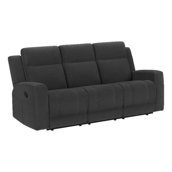 Krio Manual Recliner Sofa- 80 Inch- Modern Charcoal Gray Faux Leather