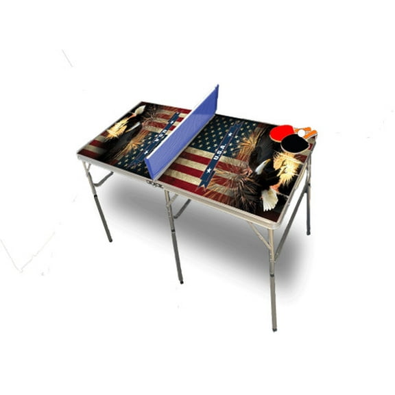 American Bald Eagle Portable Table Tennis Ping Pong Folding Table w/Accessories