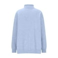 thumbnail image 5 of Itsame Women Knitted Sweater High Neck Pullover Sweatershirt Long Sleeves Solid Color Relaxed Sweatshirts Light Blue Size Free Size, 5 of 6