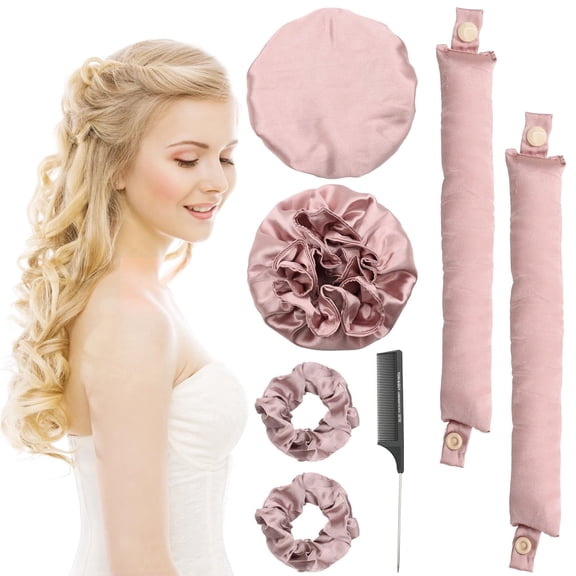 GIRACOA 2 Pairs Heatless Hair Curlers Heatless Curlers Headband, Bun Bons Satin Heatless Curling Rod For Sleeping Overnight Lazy Curlers DIY Hair Styling Tools
