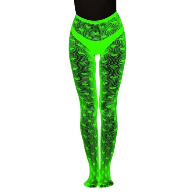 Aocisk Glow In The Dark Fishnet Stockings with Striped Luminous Pattern Out Tights for Women Night Party Wear Navy One Size