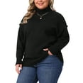 thumbnail image 4 of Agnes Orinda Women's Plus Size Sweater Loose Turtleneck Long Sleeve Casual Pullover Knitwear Tops 1X Black, 4 of 5