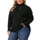 thumbnail image 4 of Suéter de mujer de talla grande Agnes Orinda, suelto, con cuello alto, de manga larga, casual, pulóver de punto, talla 3X, negro, 4 of 5