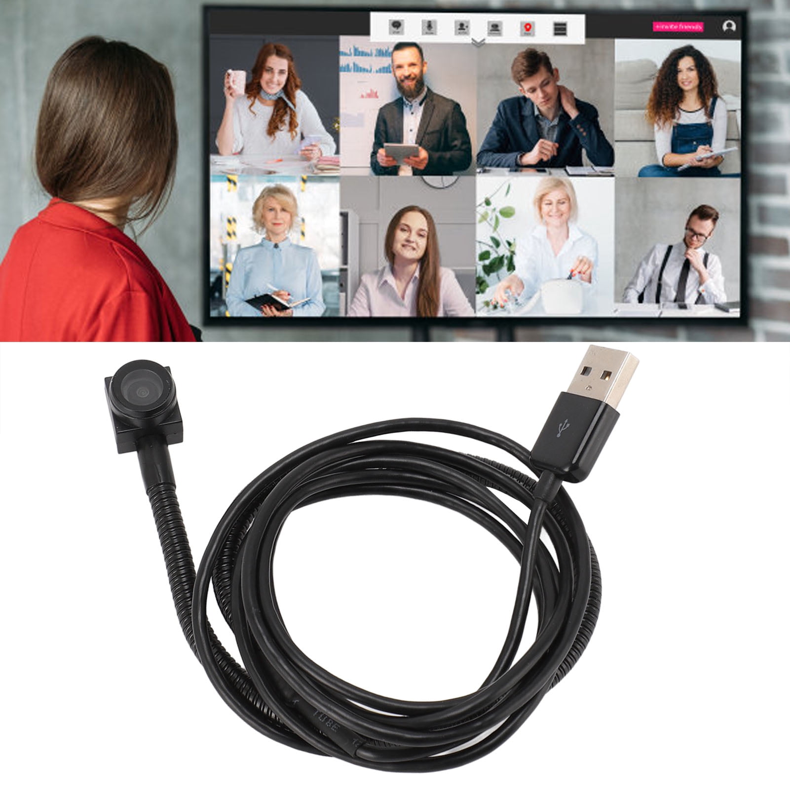 Middle Screen Webcam, USB Webcam Plug and Play Eye Contact 120 Degree Angle Microphone  for Video Conference