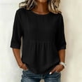 thumbnail image 3 of Maplenight Peplum Blouses for Women Cotton Crew Neck Half Sleeve Tops Office Casual Work Summer Shirts, 3 of 5