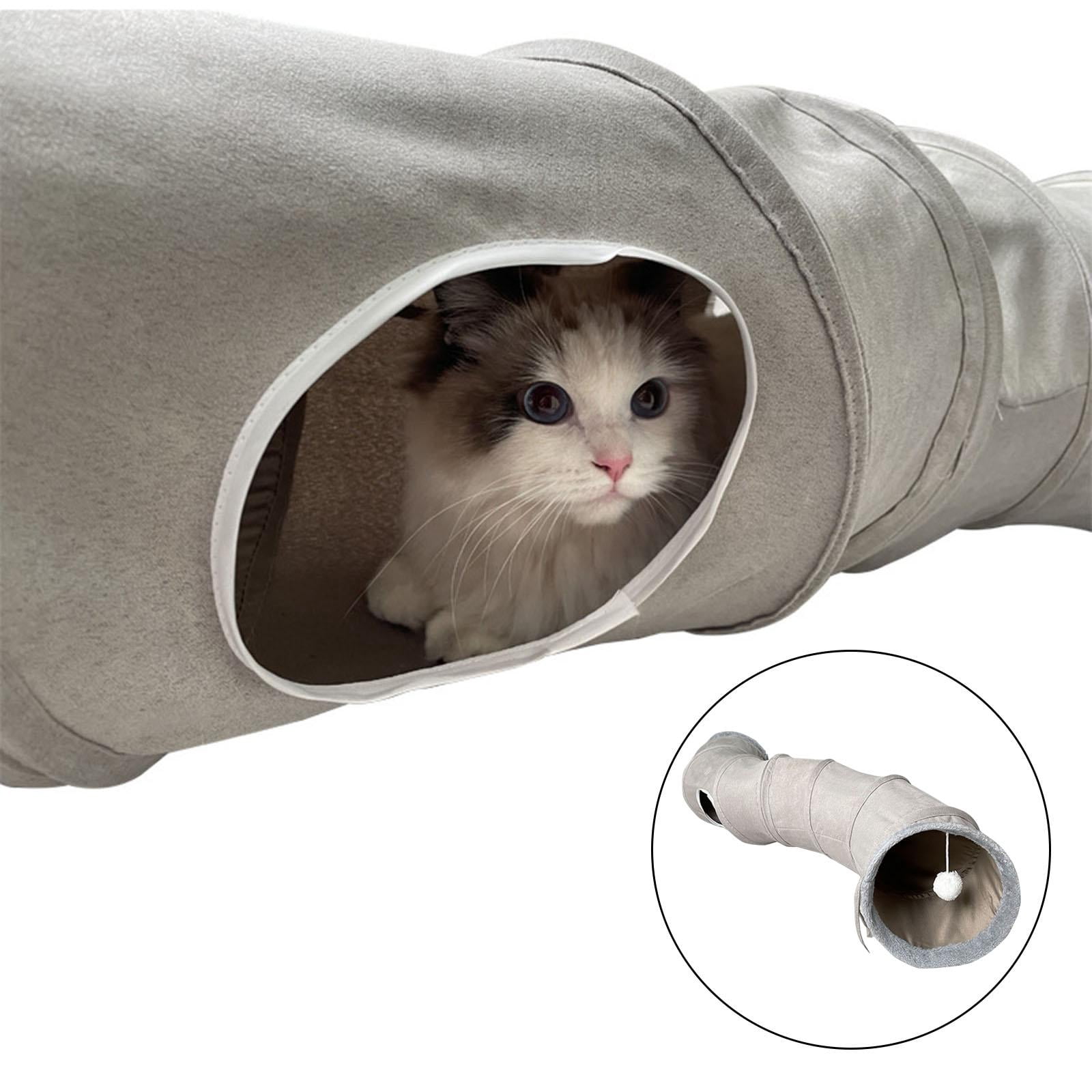 Foldable Tunnel for Indoor Cats Puppy Interactive S Shaped Pet Tunnel Kitten Suede Fabric 10.63 Inches in Diameter Tube Play Toy
