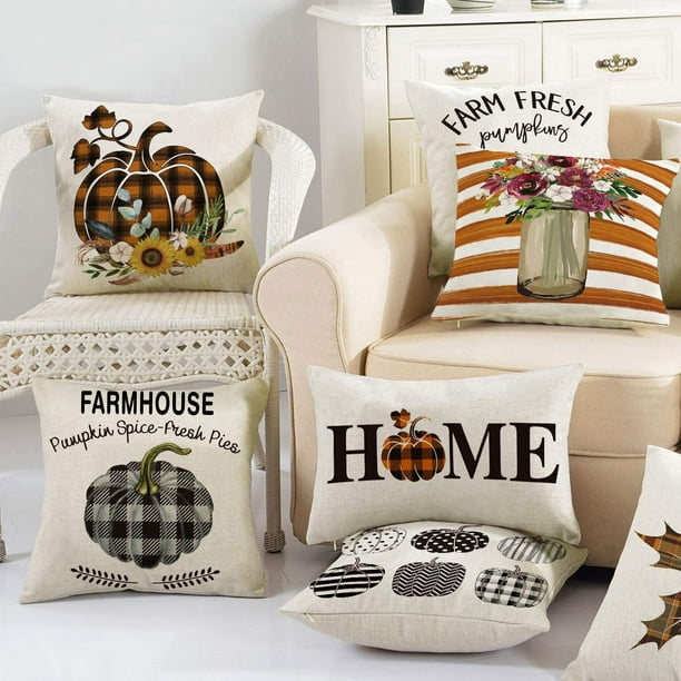 Buffalo check top pumpkin pillow