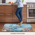 thumbnail image 5 of Blue Coastal Crab Doormat Outdoor Entrance 24"x36", Summer Beach Starfish Botanical Absorb Moisture Dirt Door Mats, Non-Slip Rubber Backing Floor Mats Indoor, Low-Profile Front Door Rugs, 5 of 9