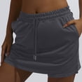 thumbnail image 6 of ClodeEU Women's 2-in-1 Athletic Shorts,Drawstring Waist Workout Shorts with Liner and Pockets Dark Gray,Women's Plus XXL, 6 of 9