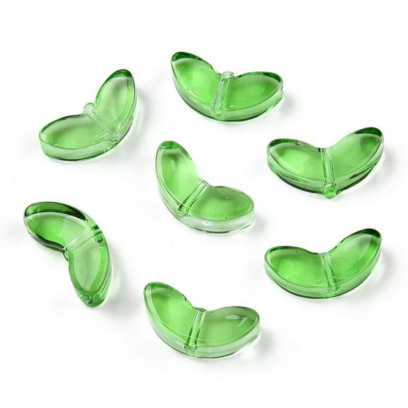 U8MO 50x Lampwork Glass Green Leaf Spacer Beads Bulk for DIY Jewelry Crafts Making