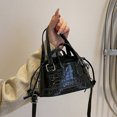 thumbnail image 4 of Bolsa De Hombro Bolsa vagabundo para mujer, con cordón, patrón de cocodrilo, Bolsas satchel para dama (negro) Likrtyny Para Estrenar, 4 of 9