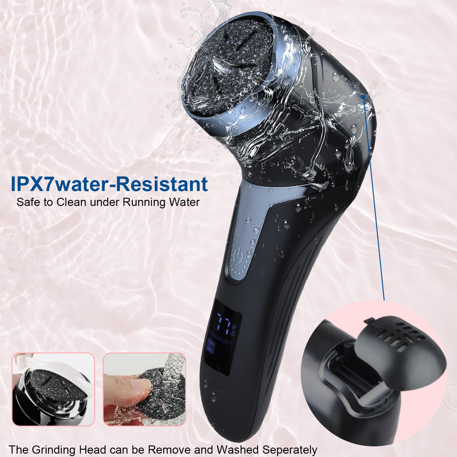 Electric Foot Callus Remover w/ Vacuum Cleaner,25 in 1 Rechargeable Portable Foot Grinder Feet Scrubber File w/2 Speed,3 Grinding Head,LCD Display,Professional Pedicure Kit Tools for Foot Dead Skin