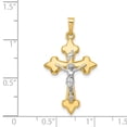 thumbnail image 4 of Auriga 14k Two-tone Gold Polished Fleur de Lis INRI Crucifix Cross Pendant for Women (L-32mm, W-18mm), 4 of 6