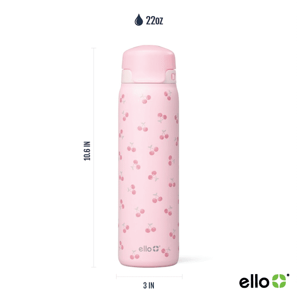 Ello Flip & Fill 22oz Insulated Stainless Steel Water Bottle, Leak
