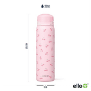 Ello Flip & Fill 22oz Insulated Stainless Steel Water Bottle, Leak-Proof Straw Lid, Green Daisies