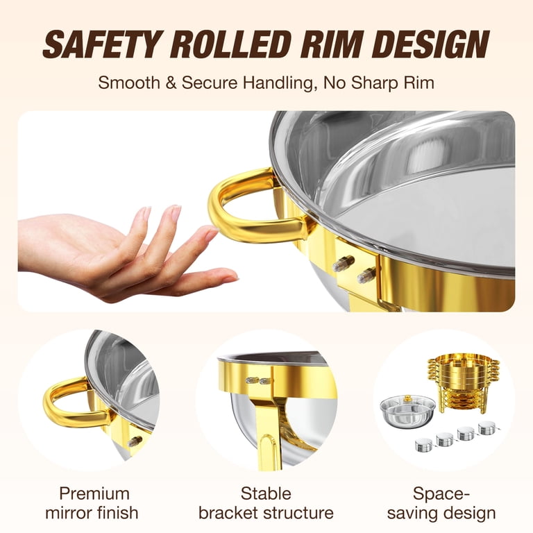 Warmounts Gold Stainless Steel Chafing Dishes, 2-Pack photo 4