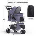 thumbnail image 2 of OSM 3-Wheel Foldable Pet Stroller, Lightweight Travel Jogger Carrier for Small & Medium Dogs & Cats up to 33lbs, with Breathable Mesh Cover, Cup Holder & Storage Basket, Chequer, 2 of 10