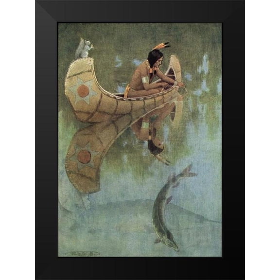 Kirk, Maria 11x14 Black Modern Framed Museum Art Print Titled - Take my bait oh king of fishes from Story of Hiawatha 1910