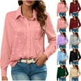 thumbnail image 1 of RKSTN Women's Sequin T Shirts Oversized Lapel Glitter Sparkly Prom Party Pullover Top Button Down Long Sleeve Shirt Women Casual Plus Size Turndown Collar Sequined Comfy Tee Party Club Night Blouse, 1 of 9
