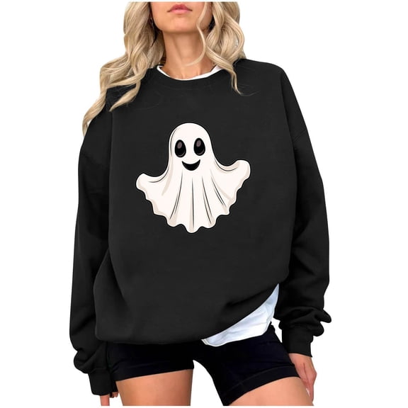 Wensltd Women Halloween Sweatshirt Loose Graphic Pullover Fall Long Sleeve Tops