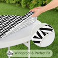 thumbnail image 5 of Black White Triangle Checkered Pattern Round Fitted Tablecloth with Elastic Edge,Dining Table Cover Waterproof,Outdoor Round Tablecloth for Camping,Dining,Indoor and Outdoor, 5 of 7