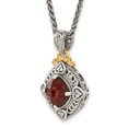 thumbnail image 3 of 925 Sterling Silver Vintage Diamond Cushion-Cut Red Garnet Chain Necklace Gemstone Pendant Charm, 3 of 4