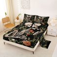 thumbnail image 2 of Castle Fairy Romantic Gothic Skeleton King Sheets 4pcs,Lush Floral Rose Bedding,Black Cream,1 Fitted Sheet,1 Flat Sheet and 2 Pillowcases, 2 of 6