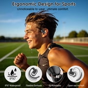 Open Ear Earbuds, Bluetooth 5.4 Headphones, Wireless Earbuds with Ear Hooks,70H HiFi Stereo Open Ear Headphones with Mic, IP7 Waterproof Lightweight Air Conduction Headphones for Workouts and Running
