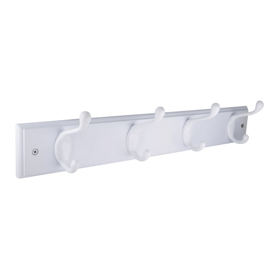 Amerock HR55646WGW-XCP4 18-2/5" X 3-9/10" X 3-1/4" White Coat Hook Rack With Four Hooks  White - pack of 4