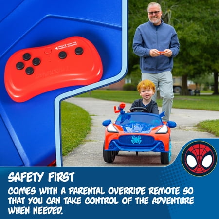 DYNACRAFT SPIDER-MAN 6V SUPER CAR, BATTERY POWERED RIDE-ON WITH LIGHTS AND SOUNDS, 1 COUNT