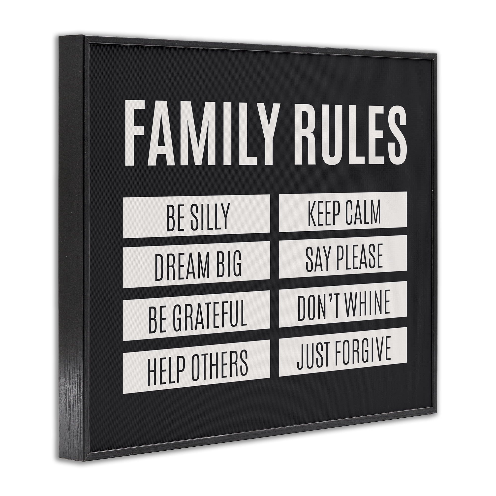 Stupell Industries Family Rules Simple Black Black Framed Giclee Art, design by SD Graphics Studio
