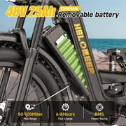 Helokeep 26 Black Fat Tire High Performance Cargo Electric Bike for Women, 4000W Peak 2000W, 40MPH, 48V 25Ah UL2849 Off-Road Ebike