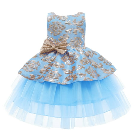 

Gown Birthday Pageant Kids Paillette Tulle Party Bowknot Girls Wedding Princess Dress Girls Dress&Skirt Clothes for Girls 4-5 Years Old