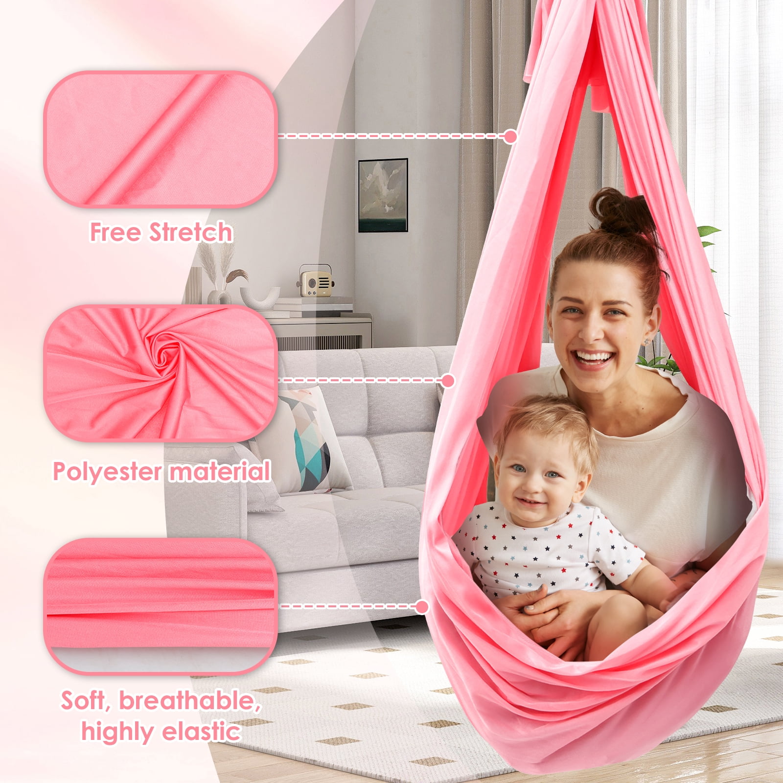 Cuddle Swing for Kid and Adult Polyester Indoor Swing Holds up to 200kg Portable Cuddle Hammock for Indoor and Outdoor Use
