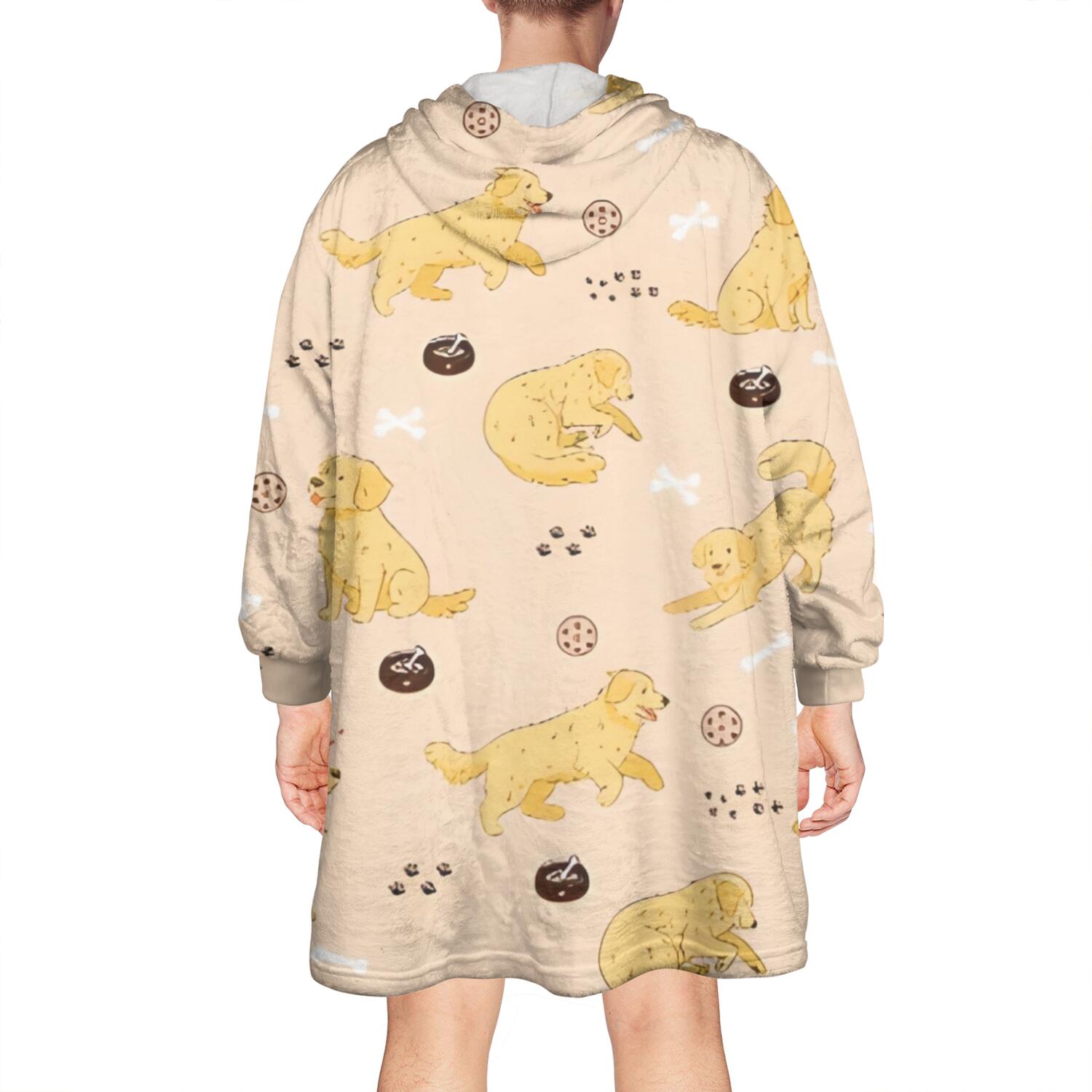 Golden Retriever Wearable Oversized Blanket,Wearable Blanket Hoodie for Adults,Cozy Hooded Blankets with Super Pockets,Super Warm Fuzzy Pullover for Women & Men