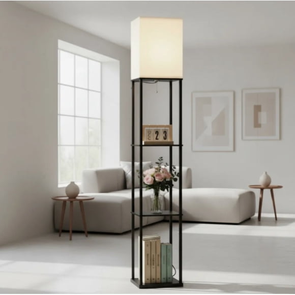 Lámparas De Piso Con Estante 3 Colores Metal Lámpara De Pie Modelo Negro