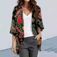 thumbnail image 2 of Women's Boho Printed Chiffon Cardigan Lightweight Cover Up For Beach Vacation Casual Daily Wear Spring Summer Fall Fashion, 2 of 2