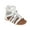 White, variant on Girl's Comfy Gladiator Flat Sandals with Gold Braided Strappy Design - Flat Sandals for Toddler, Blush, 8