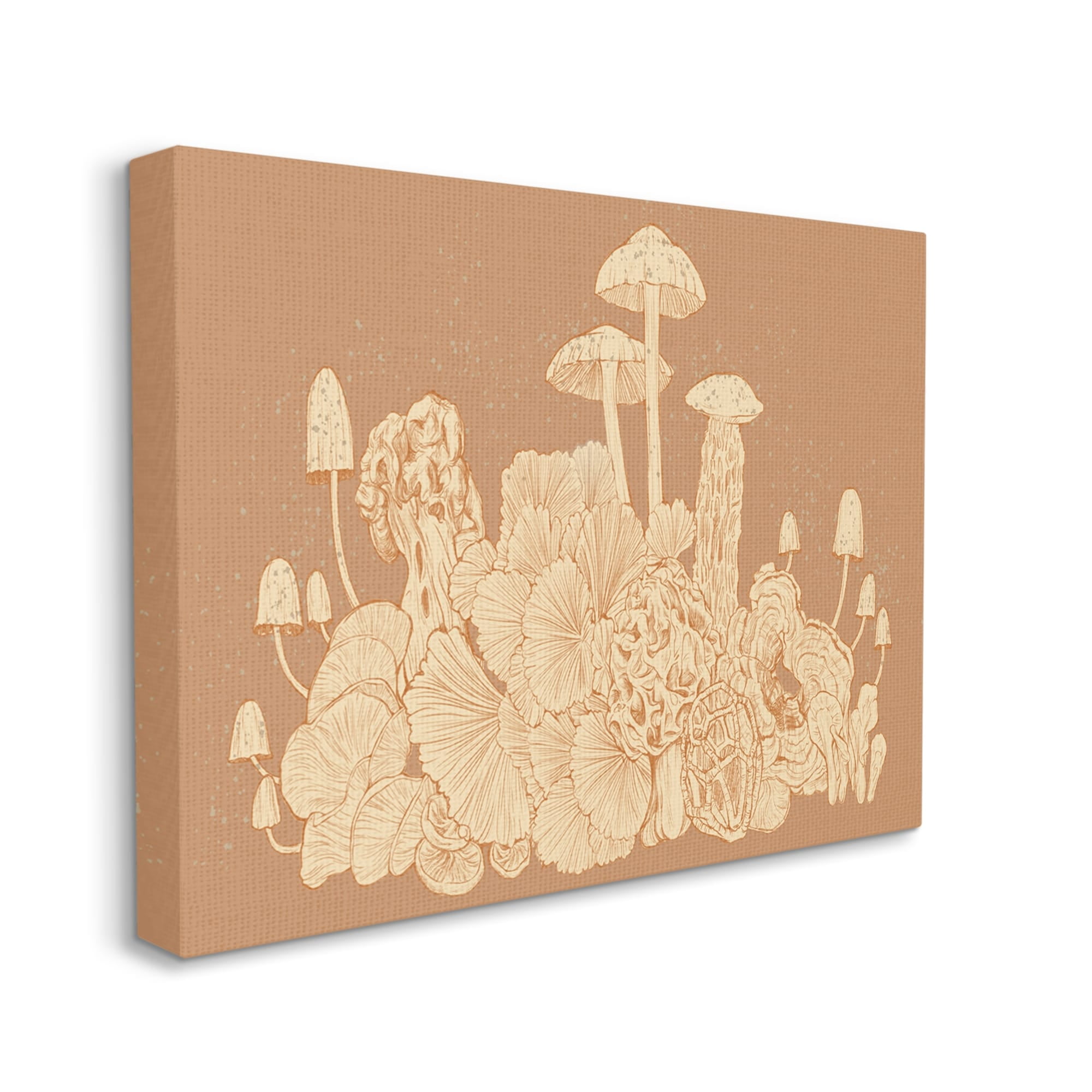 Stupell Industries Neutral Beige Woodland Mushrooms Botanical & Floral Painting Gallery Wrapped Canvas Print Wall Art