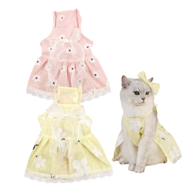 Vestido de verano para perro, vestido de tul para perro, lindos vestidos de princesa para perro con lazo, traje de fiesta de cumpleaños para mascotas de encaje