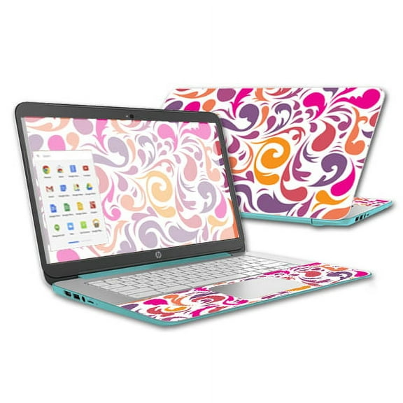 Skin Decal Wrap Compatible With HP Chromebook 14 (2015) cover skins Swirly Girly